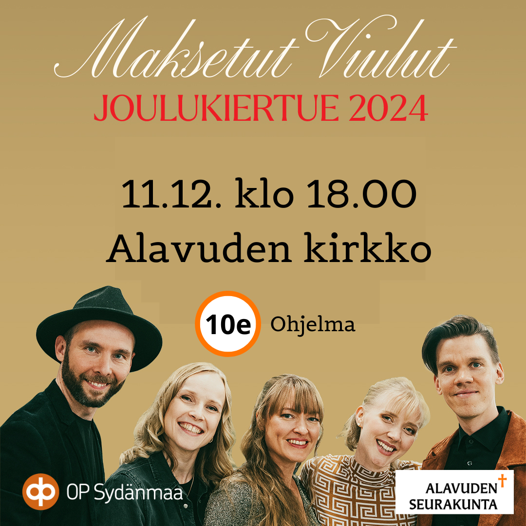 Maksetut Viulut -joulukonsertti keskiviikkona 11.12.2024 klo 18 Alavuden kirkossa.