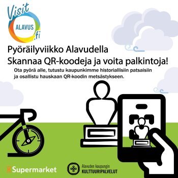 Alavuden pyöräilyviikko 13.-16.8.2024. Pyöräile eri patsaiden luo Alavudella, skannaa QR-koodeja ja voita palkintoja!